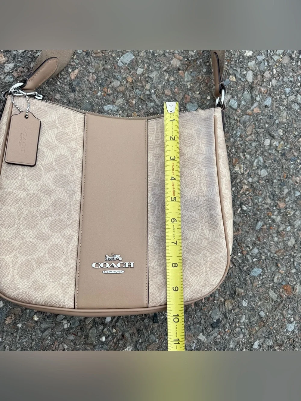 Coach Ellie Crossbody File Bag Shoulder Cream C Logo Strap Pockets Authentic